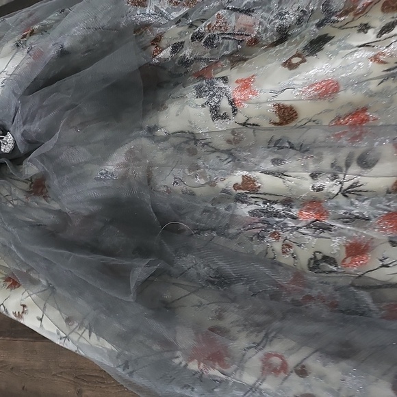 Gray, Floral Print ,Case Up, Applique,  Lace, Mesh, Sequins, Ball Gown - Picture 14 of 16